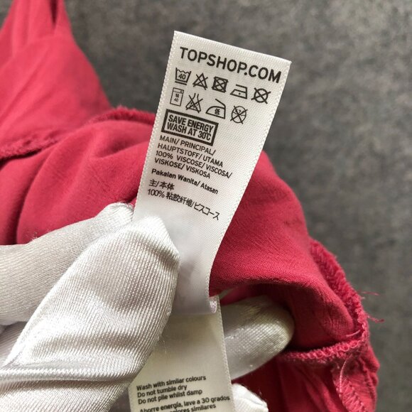 TopShop Peplum Cami Top Womens Size 2 Pink Scoop Neck Cropped Viscose - Picture 10 of 10